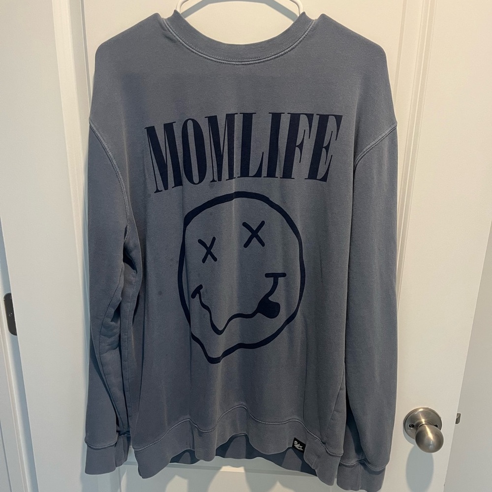 Slyfox Threads Blue Mom Life Rocker Crewneck